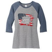 Happy Labor Day Gift American Flag Women's Tri-Blend 3/4-Sleeve Raglan Shirt