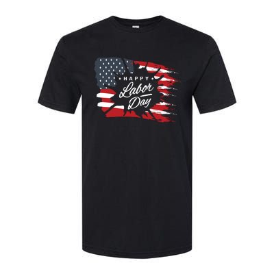 Happy Labor Day Gift American Flag Softstyle CVC T-Shirt