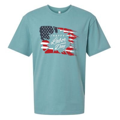 Happy Labor Day Gift American Flag Sueded Cloud Jersey T-Shirt