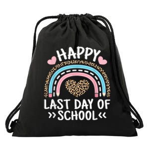 Happy Last Day Of School Teacher Student Women Girl Drawstring Bag