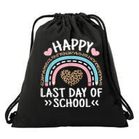 Happy Last Day Of School Teacher Student Women Girl Drawstring Bag