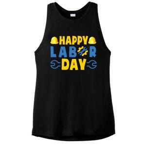 Happy Labor Day Shirts American US Happy Labor Day Ladies PosiCharge Tri-Blend Wicking Tank