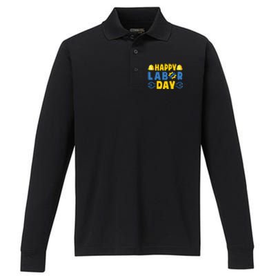 Happy Labor Day Shirts American US Happy Labor Day Performance Long Sleeve Polo