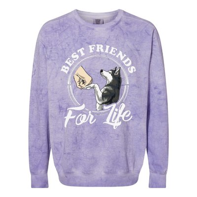 Husky Lovers Design Best Friends For Life Funny Husky Colorblast Crewneck Sweatshirt