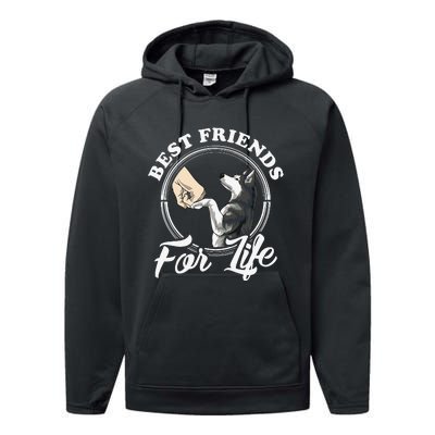 Husky Lovers Design Best Friends For Life Funny Husky Performance Fleece Hoodie