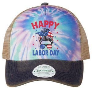 Happy Labor Day Shirts For Labor Day Messy Bun USA Flag Legacy Tie Dye Trucker Hat