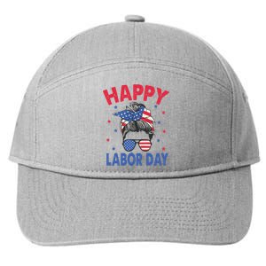 Happy Labor Day Shirts For Labor Day Messy Bun USA Flag 7-Panel Snapback Hat