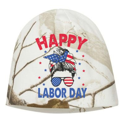 Happy Labor Day Shirts For Labor Day Messy Bun USA Flag Kati - Camo Knit Beanie