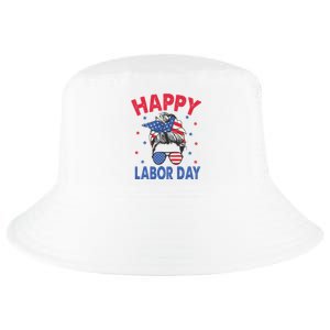 Happy Labor Day Shirts For Labor Day Messy Bun USA Flag Cool Comfort Performance Bucket Hat