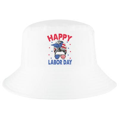 Happy Labor Day Shirts For Labor Day Messy Bun USA Flag Cool Comfort Performance Bucket Hat