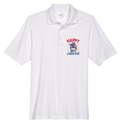 Happy Labor Day Shirts For Labor Day Messy Bun USA Flag Men's Origin Performance Piqué Polo