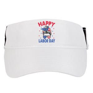 Happy Labor Day Shirts For Labor Day Messy Bun USA Flag Adult Drive Performance Visor