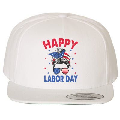 Happy Labor Day Shirts For Labor Day Messy Bun USA Flag Wool Snapback Cap