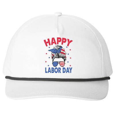 Happy Labor Day Shirts For Labor Day Messy Bun USA Flag Snapback Five-Panel Rope Hat