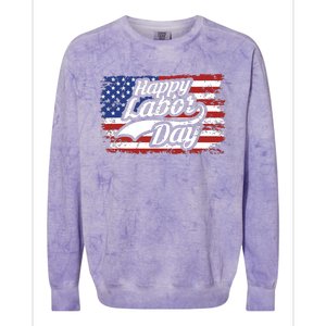 Happy Labor Day Shirts For Labor Day Retro US Flag Colorblast Crewneck Sweatshirt