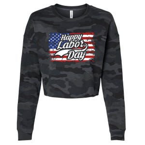 Happy Labor Day Shirts For Labor Day Retro US Flag Cropped Pullover Crew