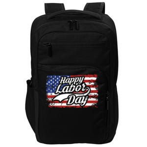 Happy Labor Day Shirts For Labor Day Retro US Flag Impact Tech Backpack