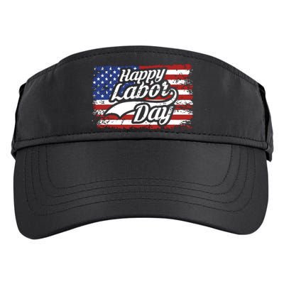 Happy Labor Day Shirts For Labor Day Retro US Flag Adult Drive Performance Visor