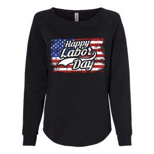 Happy Labor Day Shirts For Labor Day Retro US Flag Womens California Wash Sweatshirt