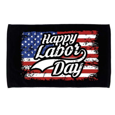 Happy Labor Day Shirts For Labor Day Retro US Flag Microfiber Hand Towel