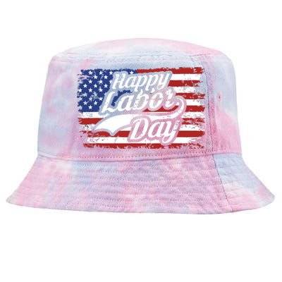 Happy Labor Day Shirts For Labor Day Retro US Flag Tie-Dyed Bucket Hat