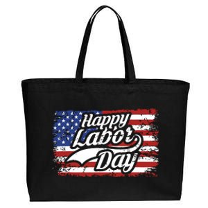 Happy Labor Day Shirts For Labor Day Retro US Flag Cotton Canvas Jumbo Tote