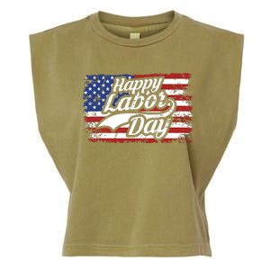 Happy Labor Day Shirts For Labor Day Retro US Flag Garment-Dyed Women's Muscle Tee