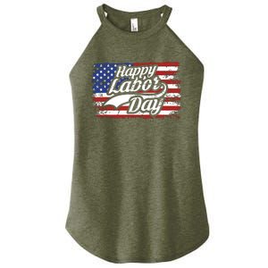 Happy Labor Day Shirts For Labor Day Retro US Flag Women's Perfect Tri Rocker Tank