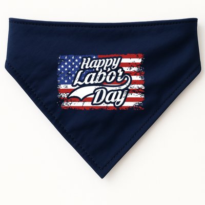 Happy Labor Day Shirts For Labor Day Retro US Flag USA-Made Doggie Bandana