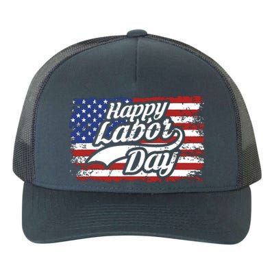 Happy Labor Day Shirts For Labor Day Retro US Flag Yupoong Adult 5-Panel Trucker Hat