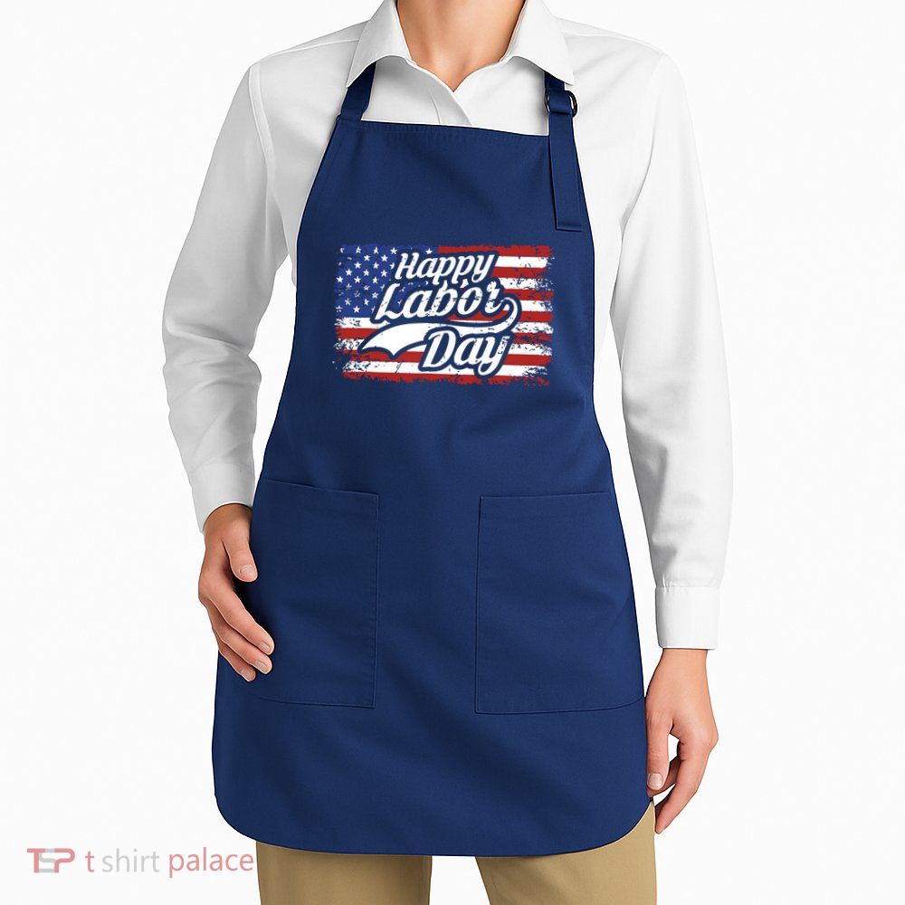 Happy Labor Day Shirts For Labor Day Retro US Flag Apron