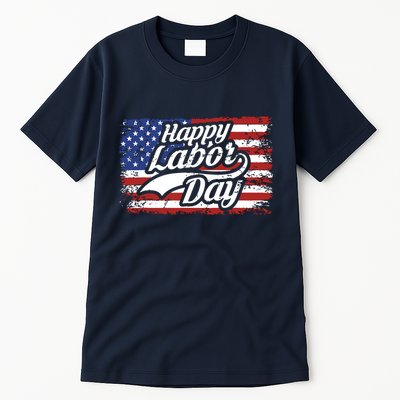 Happy Labor Day Shirts For Labor Day Retro US Flag Tall T-Shirt