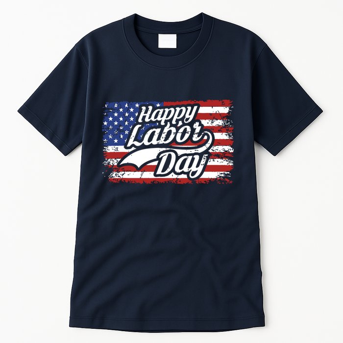 Happy Labor Day Shirts For Labor Day Retro US Flag Tall T-Shirt