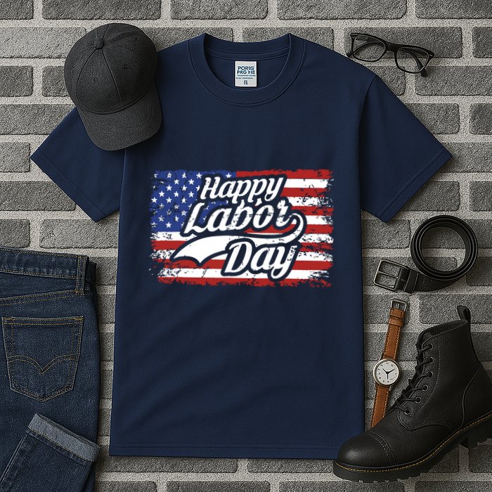 Happy Labor Day Shirts For Labor Day Retro US Flag Tall T-Shirt