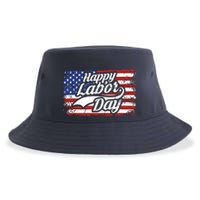 Happy Labor Day Shirts For Labor Day Retro US Flag Sustainable Bucket Hat