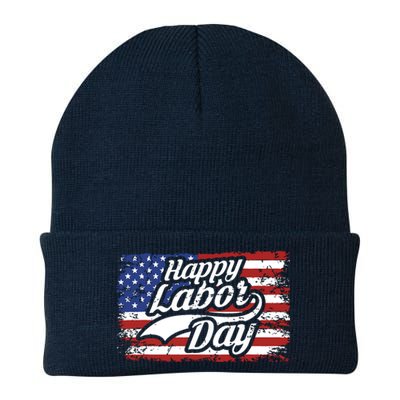 Happy Labor Day Shirts For Labor Day Retro US Flag Knit Cap Winter Beanie