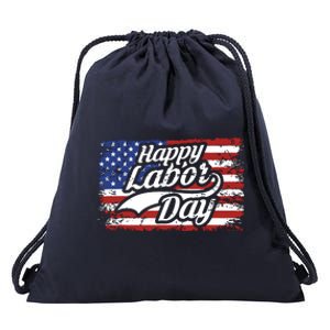 Happy Labor Day Shirts For Labor Day Retro US Flag Drawstring Bag