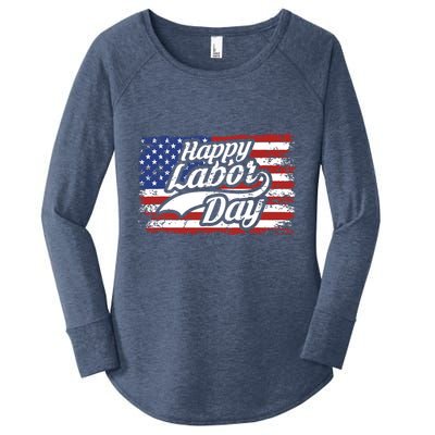 Happy Labor Day Shirts For Labor Day Retro US Flag Women's Perfect Tri Tunic Long Sleeve Shirt