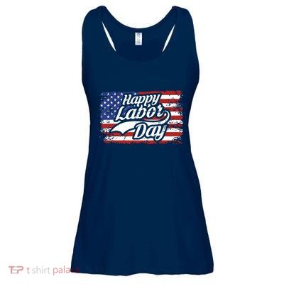 Happy Labor Day Shirts For Labor Day Retro US Flag Ladies Essential Flowy Tank