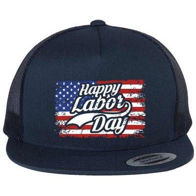 Happy Labor Day Shirts For Labor Day Retro US Flag Flatbill Hat