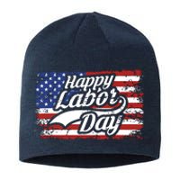 Happy Labor Day Shirts For Labor Day Retro US Flag Sustainable Beanie