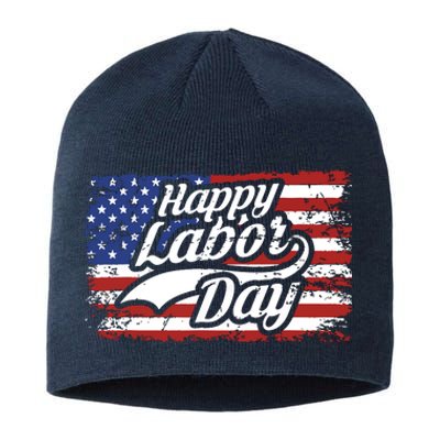 Happy Labor Day Shirts For Labor Day Retro US Flag Sustainable Beanie