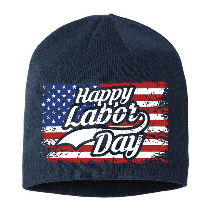 Happy Labor Day Shirts For Labor Day Retro US Flag Sustainable Beanie