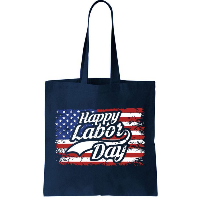 Happy Labor Day Shirts For Labor Day Retro US Flag Tote Bag