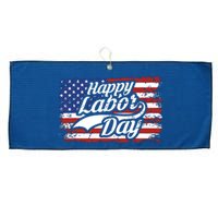 Happy Labor Day Shirts For Labor Day Retro US Flag Large Microfiber Waffle Golf Towel