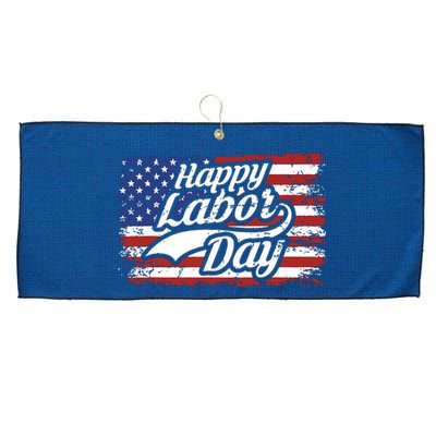 Happy Labor Day Shirts For Labor Day Retro US Flag Large Microfiber Waffle Golf Towel