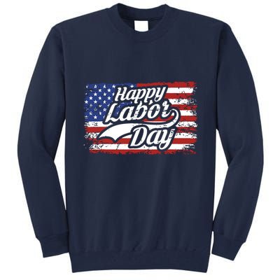 Happy Labor Day Shirts For Labor Day Retro US Flag Tall Sweatshirt