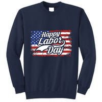 Happy Labor Day Shirts For Labor Day Retro US Flag Tall Sweatshirt