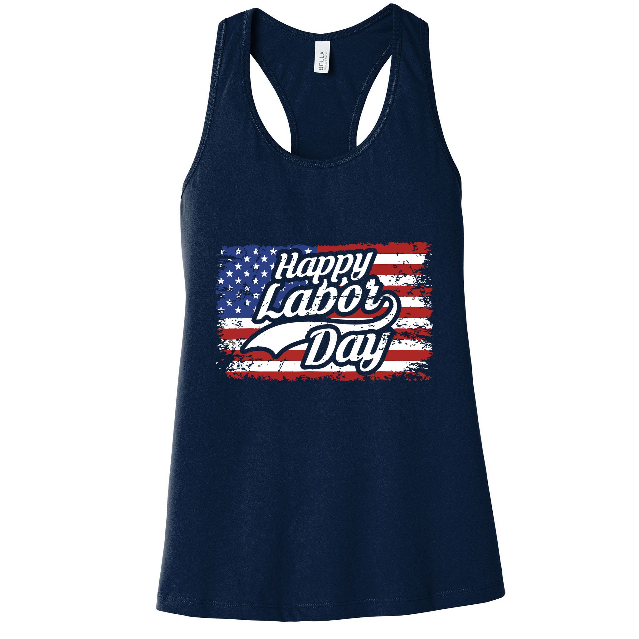 Happy Labor Day Shirts For Labor Day Retro US Flag Womens Tank Top