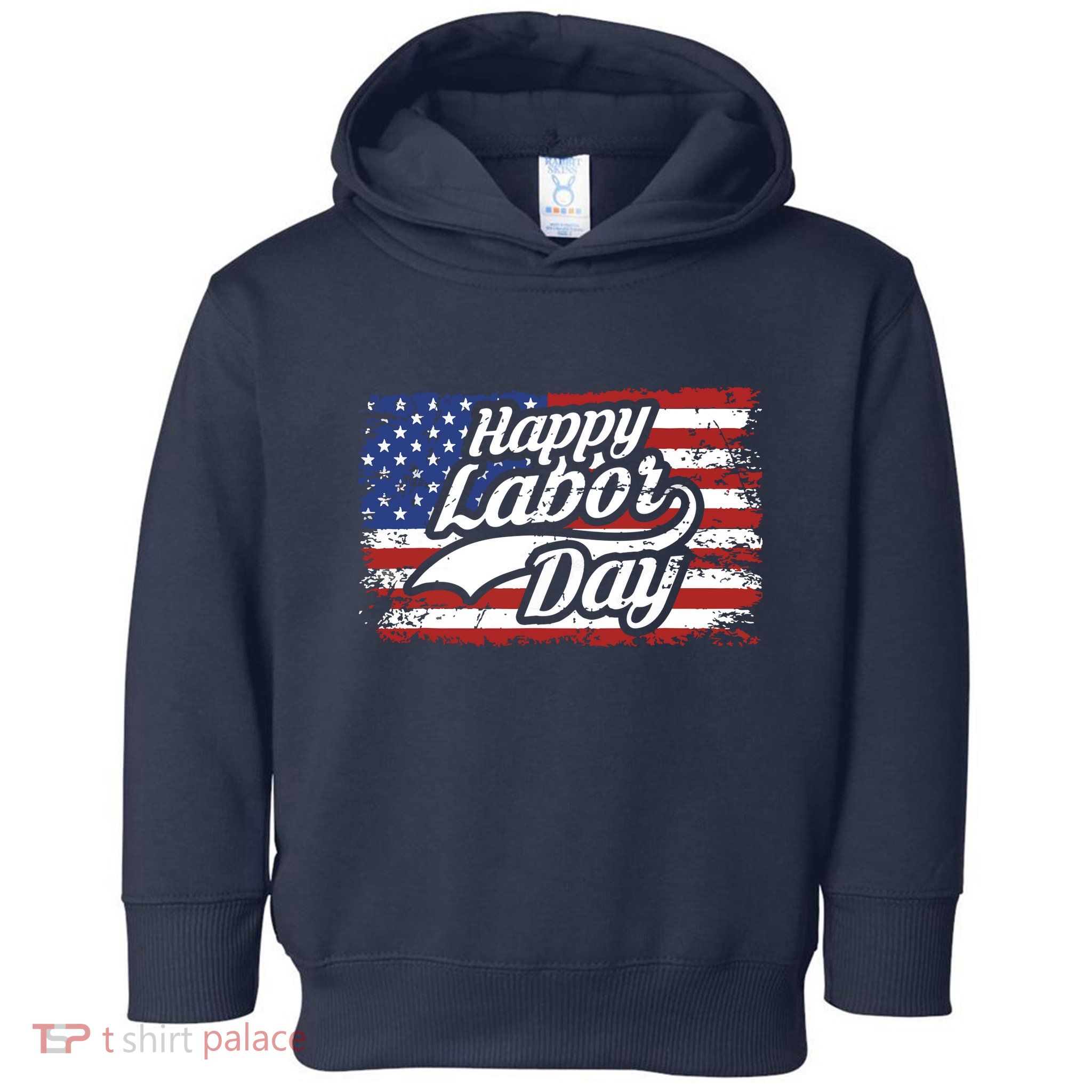 Happy Labor Day Shirts For Labor Day Retro US Flag Toddler Hoodie